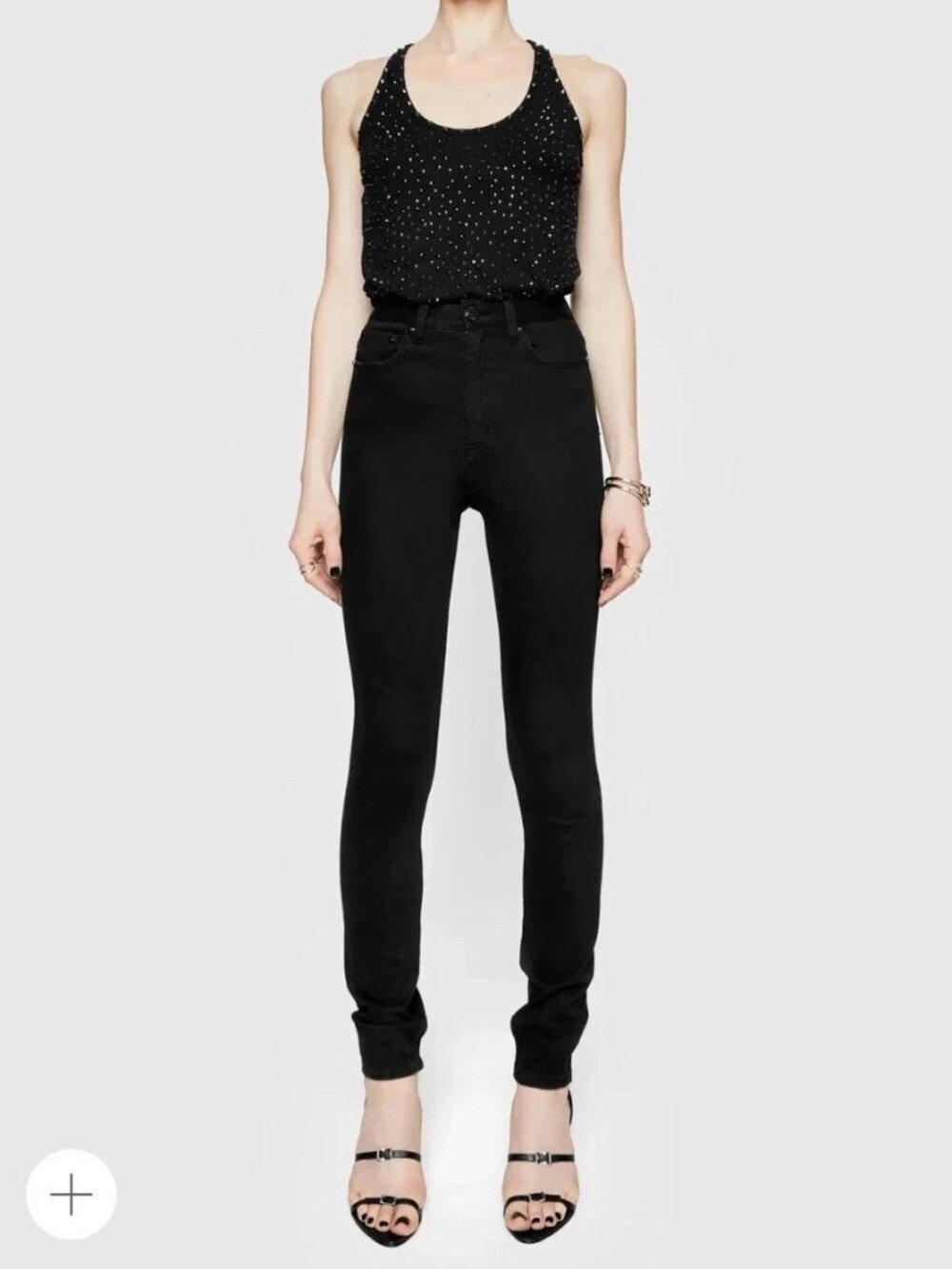 NWOT Rebecca Minkoff Puddle Skinny Jeans High Rise Stretch Black Sz 28 (32.5"L)